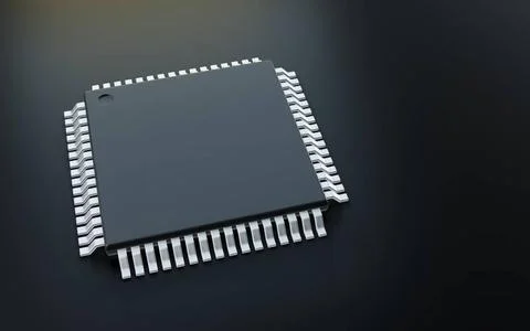 3d render of microchip or semiconductor chip, for computin or technology c... 스톡 사진