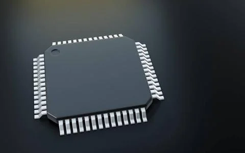 3d render of microchip or semiconductor chip, for computin or technology c... Foto stock