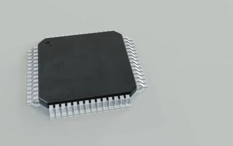 3d render of microchip or semiconductor chip, for computing. 3d render of ... Foto stock