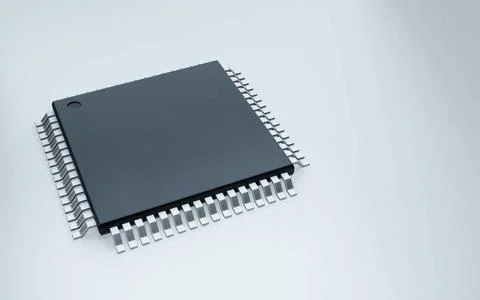 3d render of microchip or semiconductor chip, for computing. 3d render of ... 写真素材