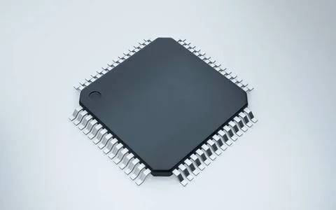 3d render of microchip or semiconductor chip, for computing. 3d render of ... 스톡 사진