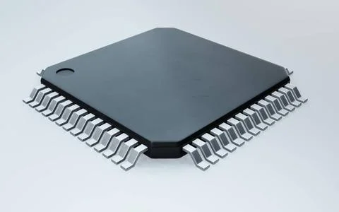 3d render of microchip or semiconductor chip, for computing. 3d render of ... 스톡 사진