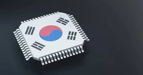 3d render of microchip or semiconductor chip with countries flag for suppl... 스톡 사진