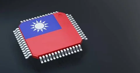 3d render of microchip or semiconductor chip with countries flag for suppl... 库存照片