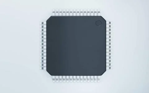 3d render of microchip or semiconductor chip, for computing. 3d render of ... Foto stock