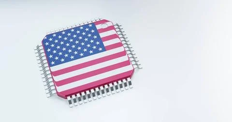 3d render of microchip or semiconductor chip in countries flag, for comput... Stock Photos