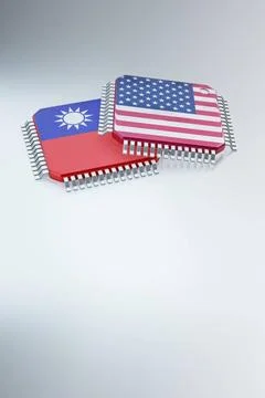 3d render of microchip or semiconductor chip in countries flag, for comput... Foto stock