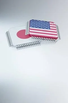 3d render of microchip or semiconductor chip in countries flag, for comput... Foto stock