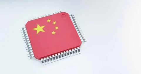 3d render of microchip or semiconductor chip in countries flag, for comput... Foto stock