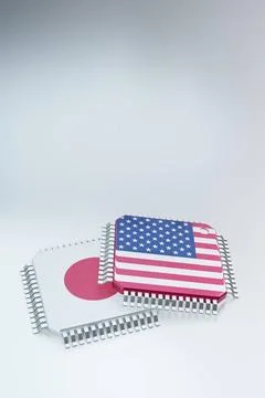 3d render of microchip or semiconductor chip in countries flag, for comput... Stock Photos