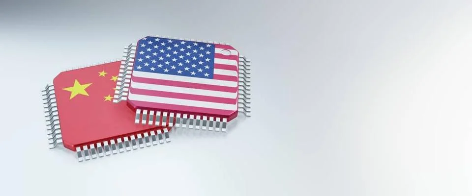 3d render of microchip or semiconductor chip in countries flag, for comput... 스톡 사진