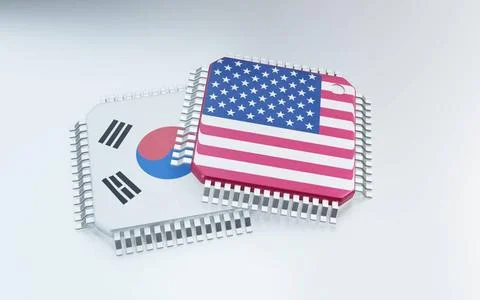 3d render of microchip or semiconductor chip in countries flag, for comput... Foto stock