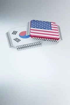 3d render of microchip or semiconductor chip in countries flag, for comput... Foto stock