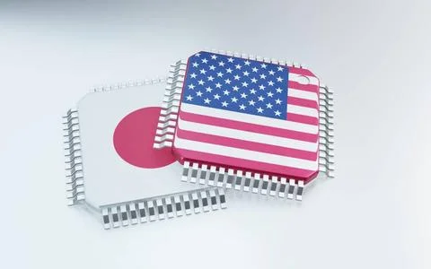 3d render of microchip or semiconductor chip in countries flag, for comput... Stock Photos