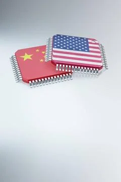 3d render of microchip or semiconductor chip in countries flag, for comput... Foto stock