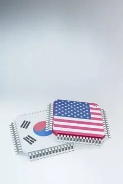 3d render of microchip or semiconductor chip in countries flag, for comput... Stock Photos