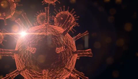 3d render of microscope closeup of virus Illustrazione stock