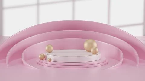 3D Render. Minimal background, mock up scene with podium geometry shape for p 스톡 일러스트