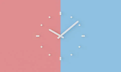 A 3D render of a minimal clock on a pastel background - trendy modern design  Stock Illustration