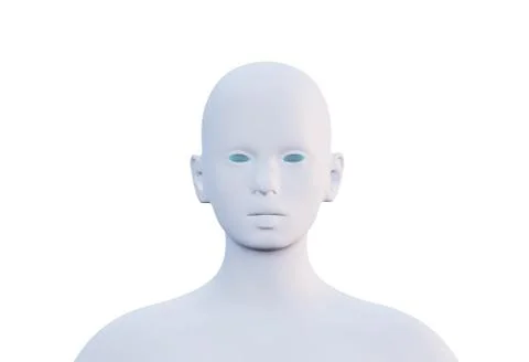 3d render of minimal female head, frontal view, isolated on white Stock Illustration