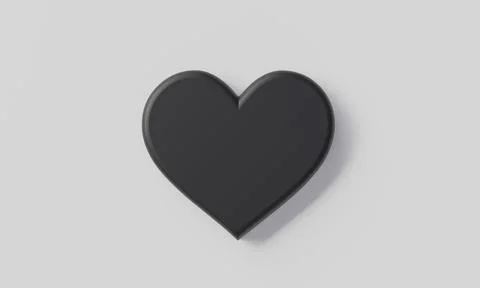 3D render minimal heart black symbol isolated on white background. Stock Illustration