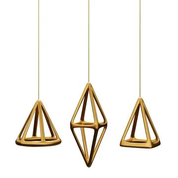3d render minimal isolated hanging decorative gold elements illustration Stock Illustration