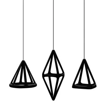 3d render minimal isolated hanging decorative black elements illustration Illustrazione stock