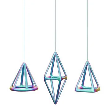 3d render minimal isolated hanging decorative holographic elements illustrati Stock Illustration