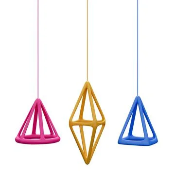 3d render minimal isolated hanging decorative elements illustration Stock Illustration