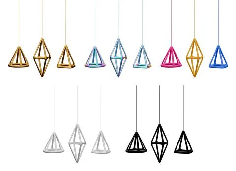 3d render minimal isolated hanging decorative elements set illustration Stock Illustration