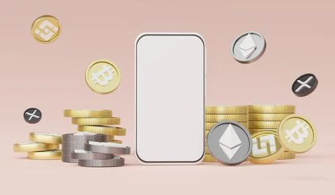 3d render Minimal mini mobile phone or smartphone for work with white copy .. Stock Illustration