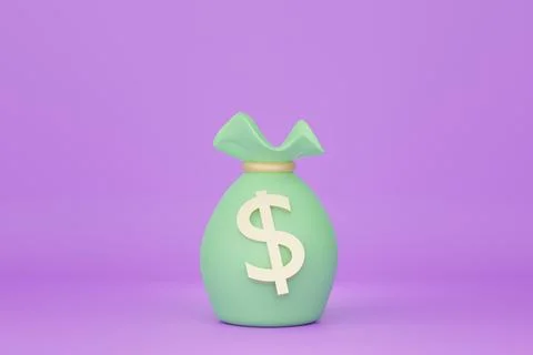 3d render of minimal money bag or coins purse that keeping coins and gold o.. Stock Illustration