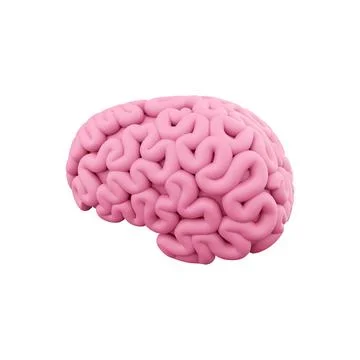 3d render minimal pink brain, thinking comic speech bubble. 3d rendering brain Stock Illustration