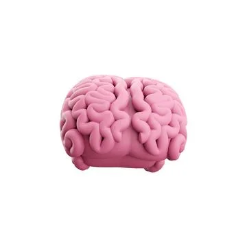 3d render minimal pink brain, thinking comic speech bubble. 3d rendering brain Stock-Illustration