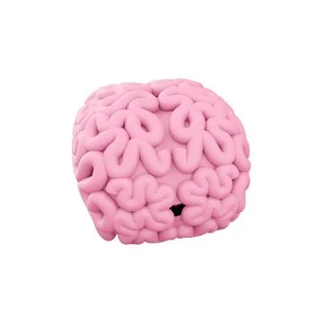 3d render minimal pink brain, thinking comic speech bubble. 3d rendering brain Stock Illustration