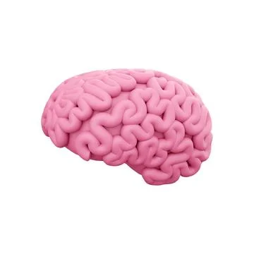 3d render minimal pink brain, thinking comic speech bubble. 3d rendering brain Stock Illustration