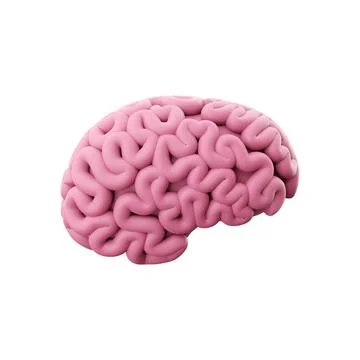 3d render minimal pink brain, thinking comic speech bubble. 3d rendering brain Stock Illustration