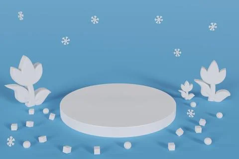 3D Render Minimal product background for Christmas and winter holiday concept Stock Illustration