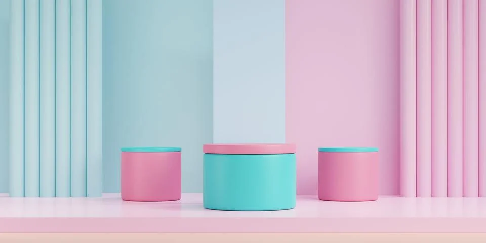 3D render Minimal scene with podium and abstract background. Pastel colors .. Illustrazione stock