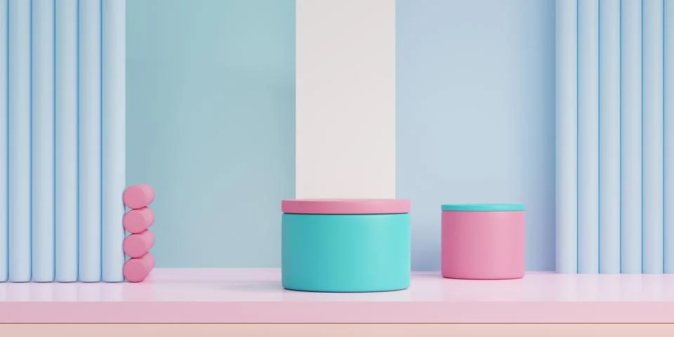 3D render Minimal scene with podium and abstract background. Pastel colors .. Illustrazione stock