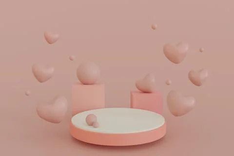 3D Render minimal sweet scene with display podium for mock up and product bra Stock Illustration