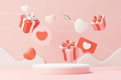 3d render minimal sweet scene with display podium for mock up and product b.. Stock Illustration