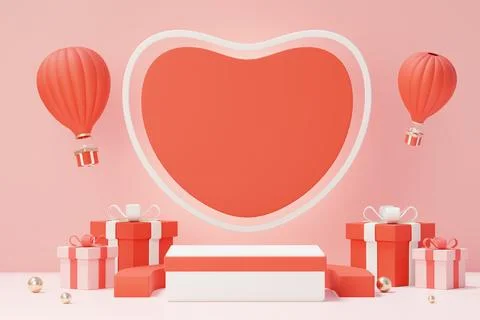 3d render minimal sweet scene with display podium for mock up and product b.. Stock Illustration