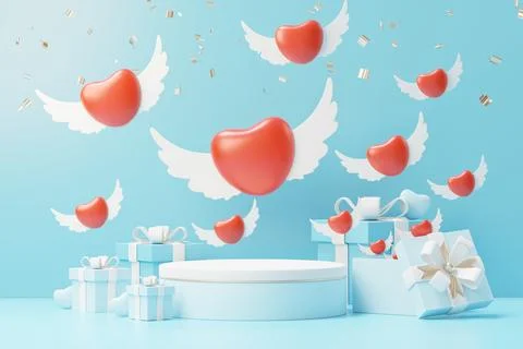 3d render minimal sweet scene with display podium for mock up and product b.. Stock Illustration