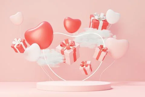3d render minimal sweet scene with display podium for mock up and product b.. Stock Illustration