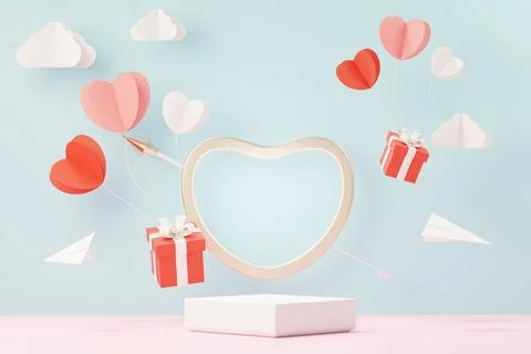 3d render minimal sweet scene with display podium for mock up and product b.. Stock Illustration