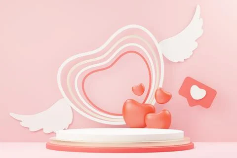 3d render minimal sweet scene with display podium for mock up and product b.. Stock Illustration