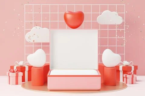 3d render minimal sweet scene with display podium for mock up and product b.. Stock Illustration