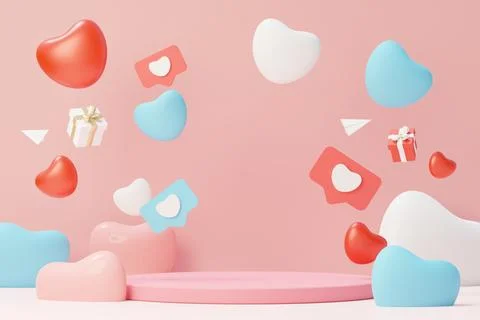 3d render minimal sweet scene with display podium for mock up and product b.. Stock Illustration