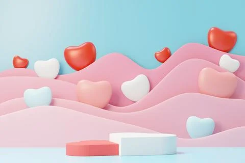 3d render minimal sweet scene with display podium for mock up and product b.. Stock Illustration